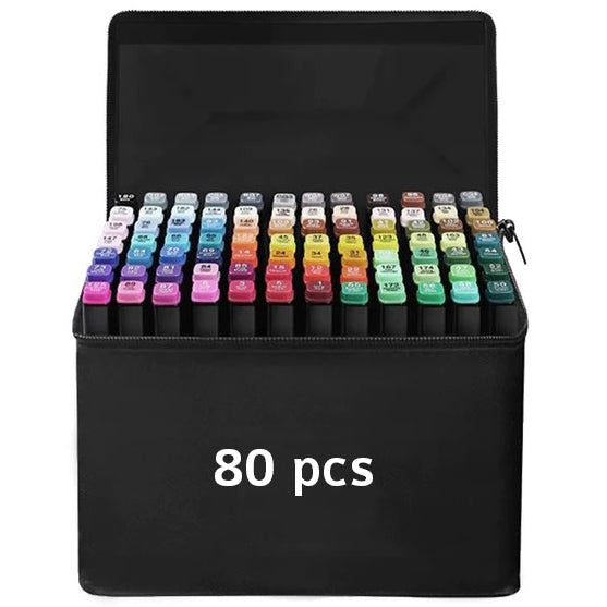 Set 80 markere , Zola®, 2 capete subtire si gros, cu geanta de depozitare, multicolore Set 80 markere , Zola®, 2 capete subtire si gros, cu geanta de depozitare, multicolore